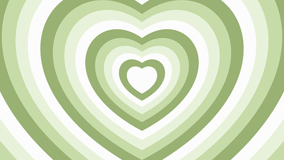 Tunnel of green hearts. On-trend background in verdant hues. St. Valentine's Day. Vector illustration