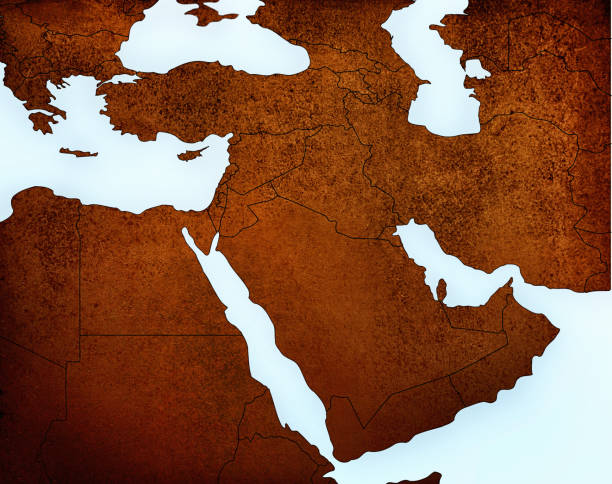 Map of the Middle East, including Israel, Palestine, Egypt, Lebanon, Saudi Arabia, Syria, Jordan, Turkey, Yemen, UAE, Iraq, Iran and more. Basic map outline from public-domain source at https://en.m.wikipedia.org/wiki/File:Middle_East_location_map2.svg