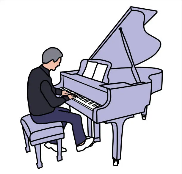 Vector illustration of Jazz Pianist Solo Lavander