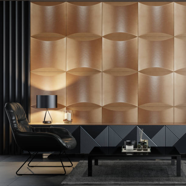 istock Modern minimalist apartment interior living room with wall design 1804874783