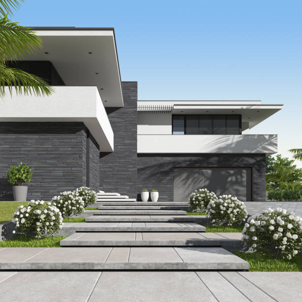 istock Modern Luxurious Villa with garden. 1804883329