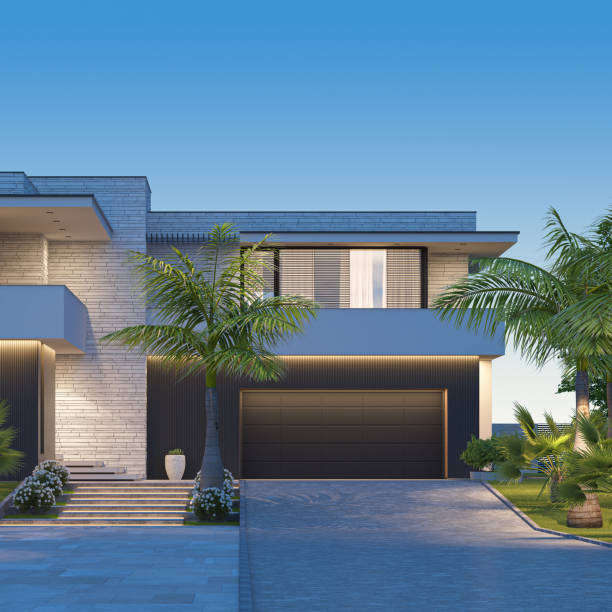 istock Modern Luxurious Villa with garden. 1804885486