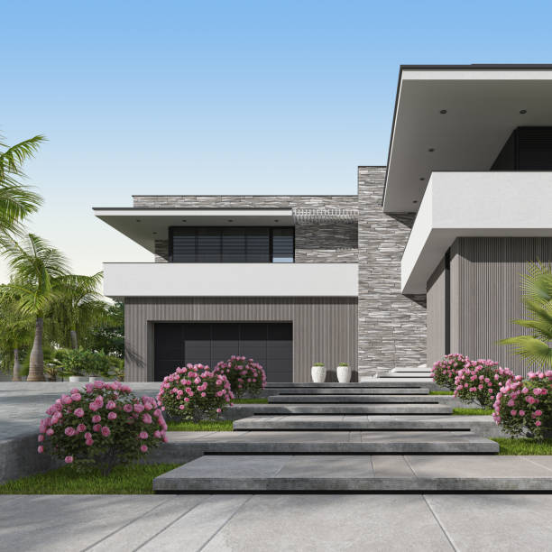 istock Modern Luxurious Villa with garden. 1804886000