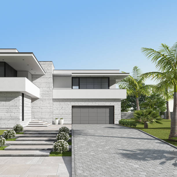 istock Modern Luxurious Villa with garden. 1804886524