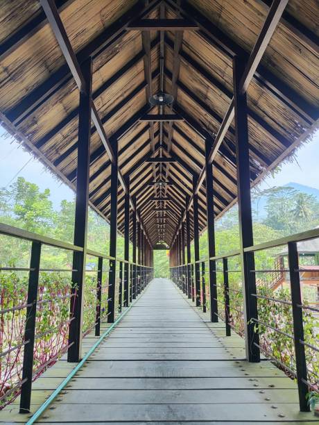 istock Corridor view on a pedestrian bridge with a nice and orderly ceiling design 1804906503