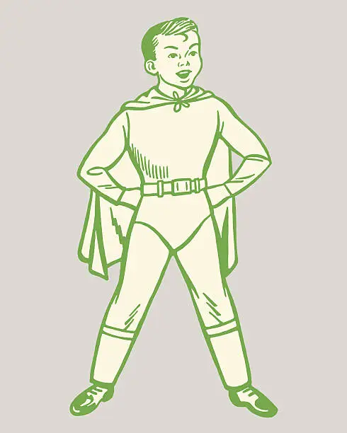 Vector illustration of Boy in a Superhero Costume