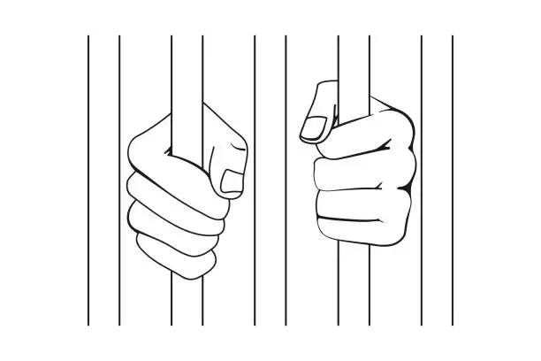 Vector illustration of Behind Prison Bars Vector