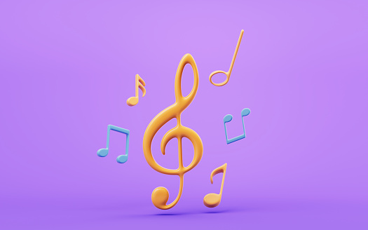 Music notes with cartoon style, 3d rendering. 3D illustration.