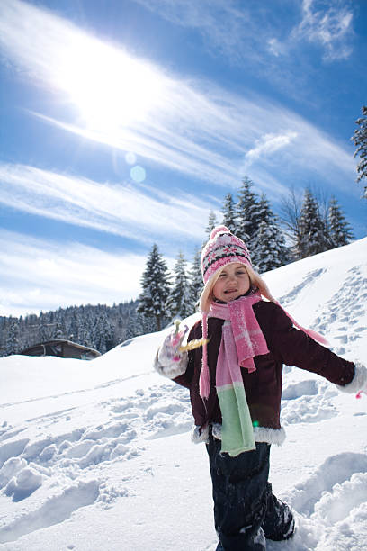 istock little girl playing on the snow 180494163