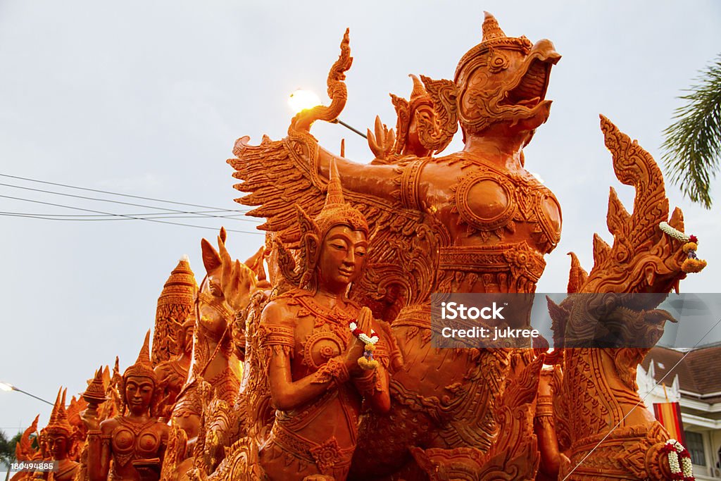 Tajskim stylu parafiny Pomnik Anioła, świeca Święto w Ubonratchathani, Tajlandia - Zbiór zdjęć royalty-free (Anioł)