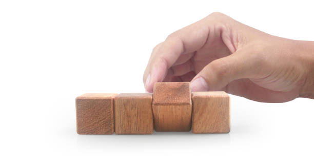 istock Wooden cubes in hand with copy space for input wording and infographic 1804987518