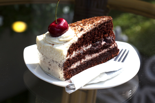 Black Forest Cake on the glass table