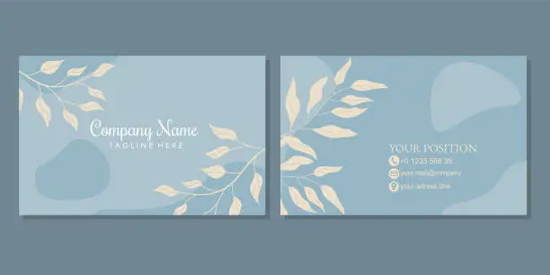 Vector illustration of business card template with hand drawn floral pattern. landscape orientation for invite design, prestigious gift card, voucher or luxury name card