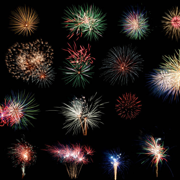 istock Compilation of fireworks on a black background 180506138