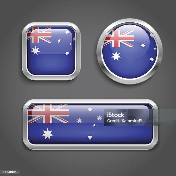 Australia Flag Buttons Stock Illustration - Download Image Now - Australia, Badge, Blue