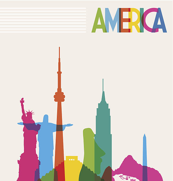 illustrations, cliparts, dessins animés et icônes de voyage sur le continent américain en arrière-plan - silhouette chichen itza south america backgrounds