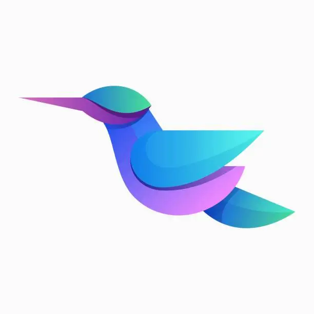 Vector illustration of Vector Illustration Humming Bird Gradient Colorful Style