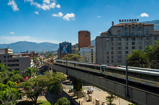 Medellin, Antioquia-Colombia. March 27, 2023. The Medellín metro is a mass rapid transit system that serves the city