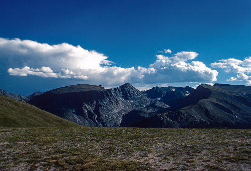Rocky Mountain NP - Trail Ridge Road Clouds & Peaks - 1977. Scanned from Kodachrome 64 slide.