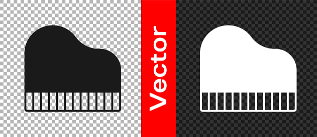 Black Grand Piano Icon Isolated On Transparent Background Musical