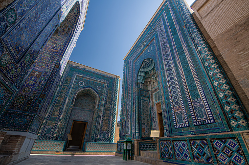 JUNE 24, 2023, SAMARKAND, UZBEKISTAN: Shah-i-Zinda or Shohizinda (The Living King), a necropolis in Samarkand, Uzbekistan.