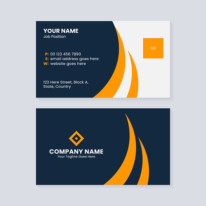 Blue and Yellow Technology Style Business Card Template, Professional Modern Visiting Card Design