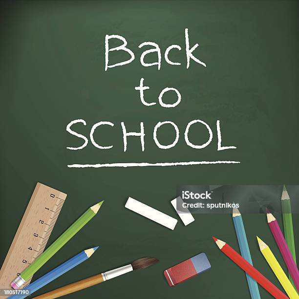 Back To School 서면 분필 On Blackboard 강사에 대한 스톡 벡터 아트 및 기타 이미지 - 강사, 공부, 교사-교육 관련 직업
