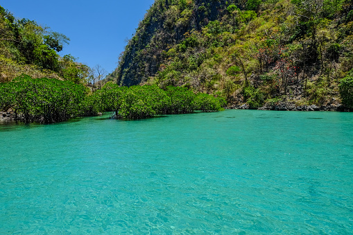 Blue water on tropical sea at summer in Coron Island, Philippines.
