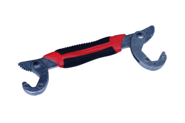 istock Self Adjusting Wrench, Universal Quick Grip Pipe Spanner Metal Durable. metal hand tools for screwing and tightening nut or bolt isolated on a white background. Closeup of adjustable end wrench. 1805184776