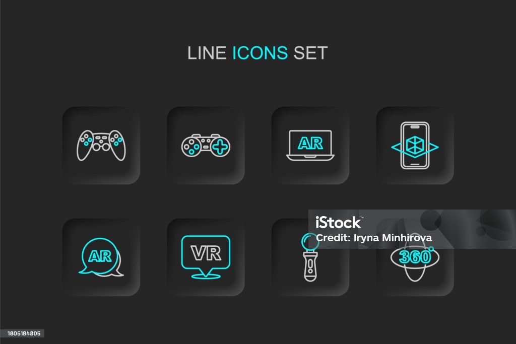 Vr Controller Vector Set Line 360 Degree View Vr Controller Game Virtual Reality Augmented ...