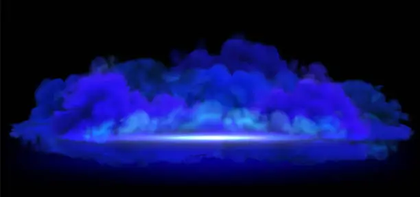 Vector illustration of Blue smoke on ground backdrop