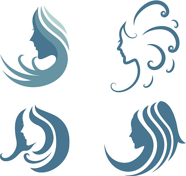 moda icon. symbol kobieta uroda - human hair shampoo hair salon design stock illustrations