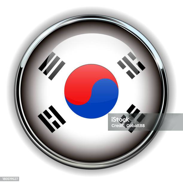 Pulsante Corea Del Sud - Immagini vettoriali stock e altre immagini di Badge - Badge, Bandiera, Brillante