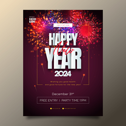 New Year Premium Invitation Flyer or Promo Banner. stock illustration