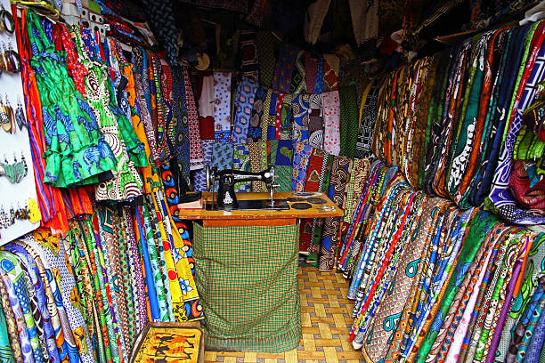 African Fabric/Textile Shop A Fabric/Textile shop in Arusha, Tanzania, Africa arusha region stock pictures, royalty-free photos & images