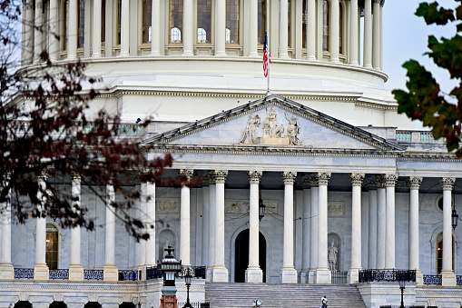 Washington, D.C., USA - November 20, 2023: The United States Capitol building on a late fall afternoon.