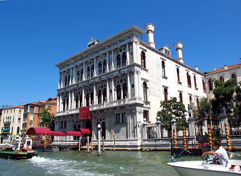 Venice, Italy - 12 Jul 2011: The vintage palace on the Grand Canal in Venice, Italy