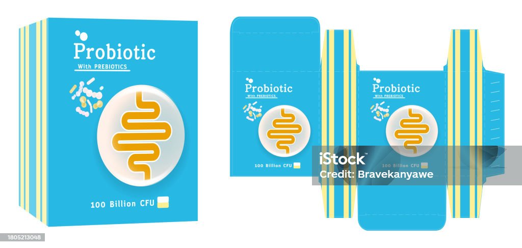 Probiotic Label Example Packaging Design Label On Dietary Supplement Container With Probiotic ...
