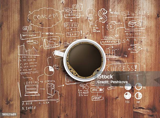 Strategie Auf Holztisch Stockfoto und mehr Bilder von Kaffee - Getränk - Kaffee - Getränk, Offizielles Treffen, Frühstück