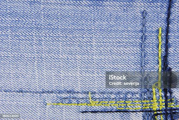Photo libre de droit de Denim Bleu Jeans Couture Frontière De La Texture banque d'images et plus d'images libres de droit de Bleu - Bleu, Bleu marine, Bordure