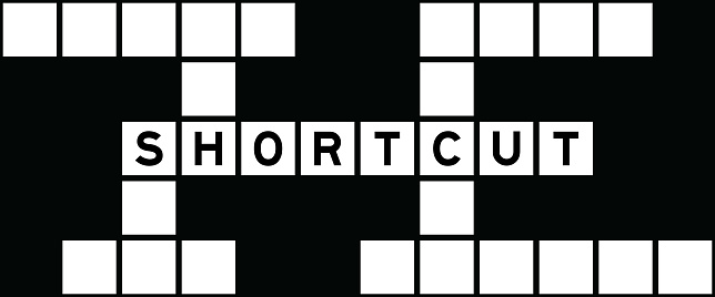 Alphabet letter in word shortcut on crossword puzzle background