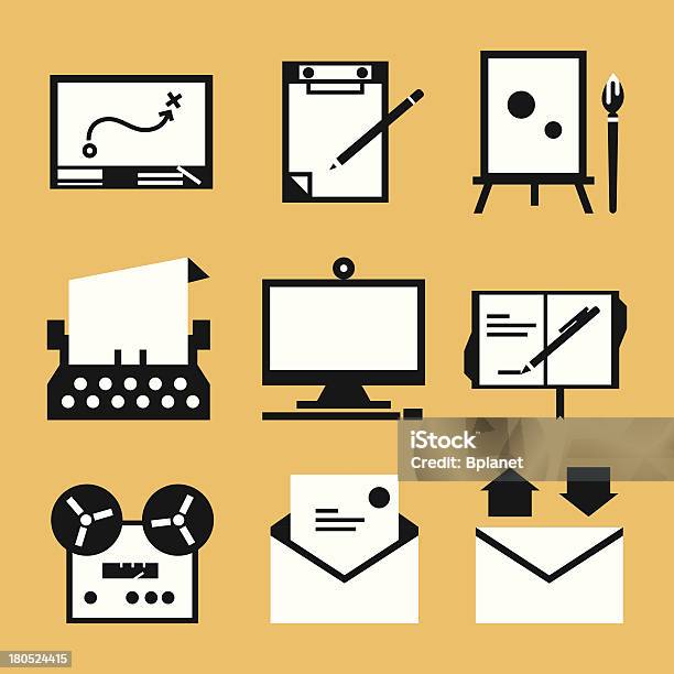 Writing Icons Design Stock Illustration - Download Image Now - Art, Art And Craft, Blank