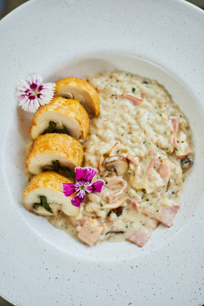 istock Chicken roulade with mushroom barley risotto 1805244665