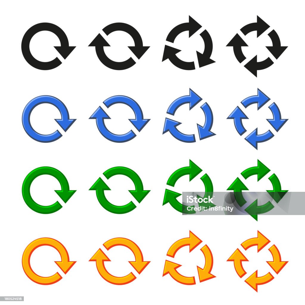 Multi Rotation Arrows Four Vector Arrow Rotation Set Stock Illustration - Download Image Now ...