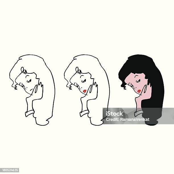 Vetores de Linda Menina Triste e mais imagens de Adulto - Adulto, Arte Linear, Beleza