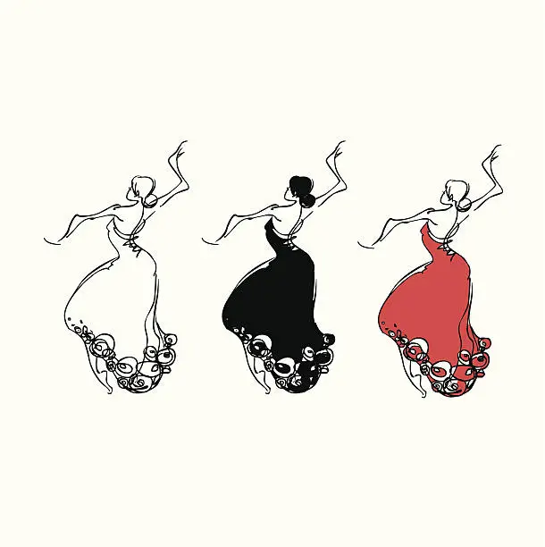 Vector illustration of dancing woman