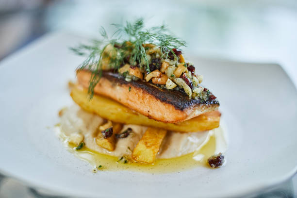 istock Grill salmon with lemon sauce 1805249399