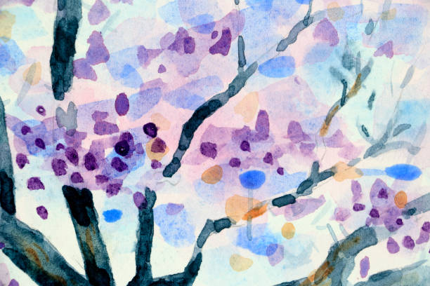 istock Branches and Flowers Jacaranda Tree Watercolor Painting Detail 1805249438