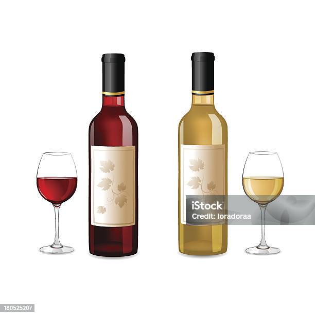 Ilustración de Blanco Y Rojo Vino Frascos y más Vectores Libres de Derechos de Alimento - Alimento, Bebida alcohólica, Botella