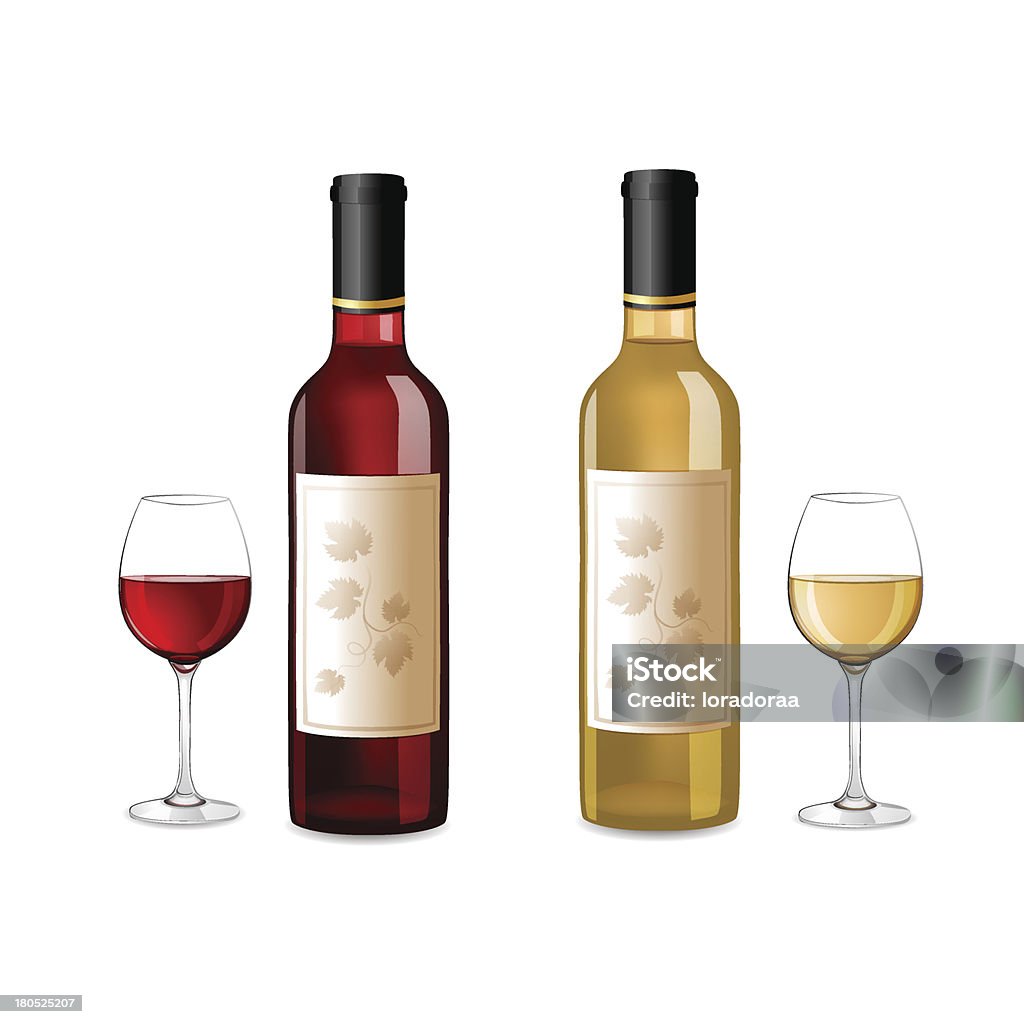 Bouteilles de vin rouge et blanc - clipart vectoriel de Alcool libre de droits